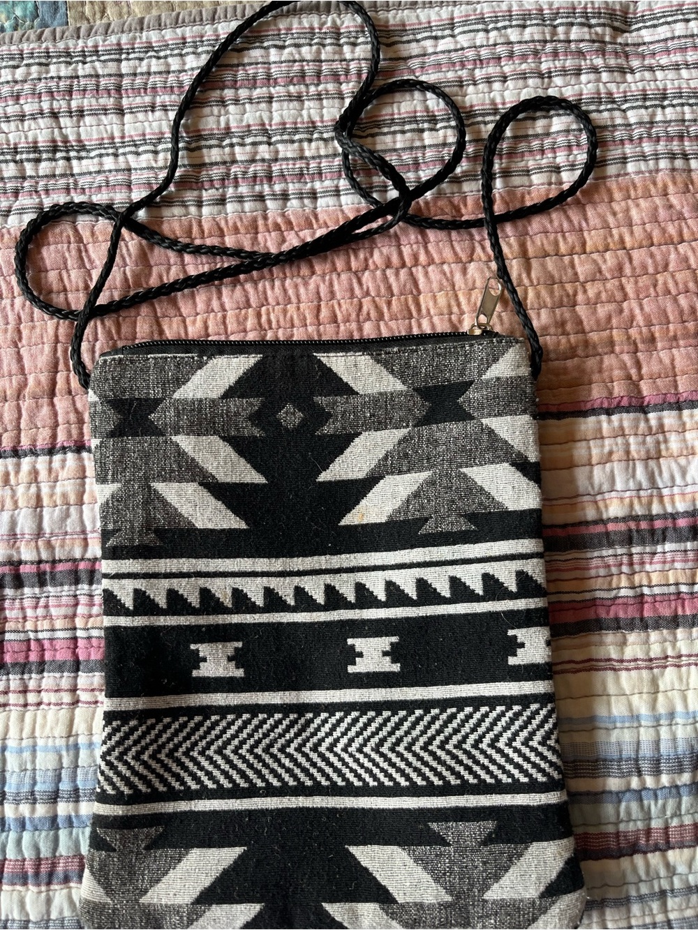 Black & White Southwestern Geometric Crossbody Bag Boho